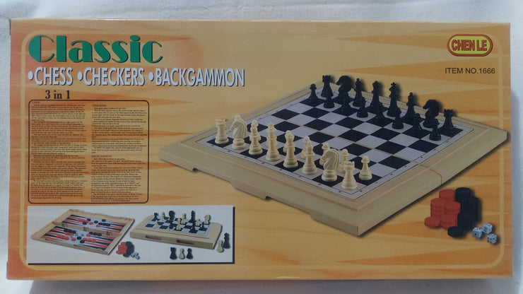 Classic  3 in 1 Game  Chess . Checkers . Backgammon